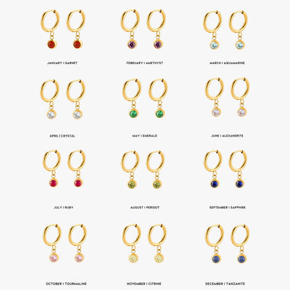 Birthstone Charm Hoops