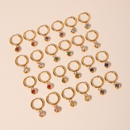 Birthstone Charm Hoops